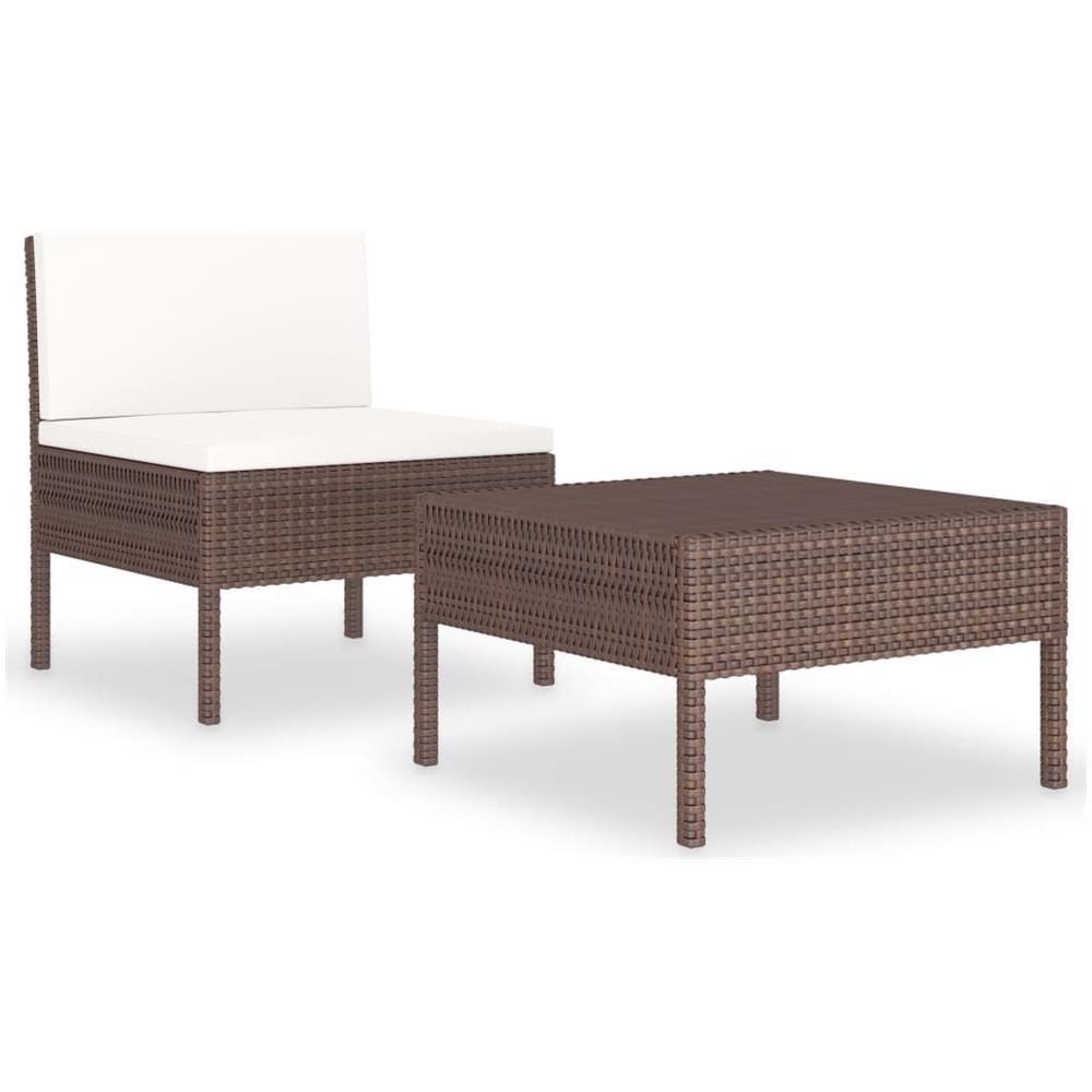 Set Divani da Giardino 2 pz con Cuscini in Polyrattan Marrone - Foto 1