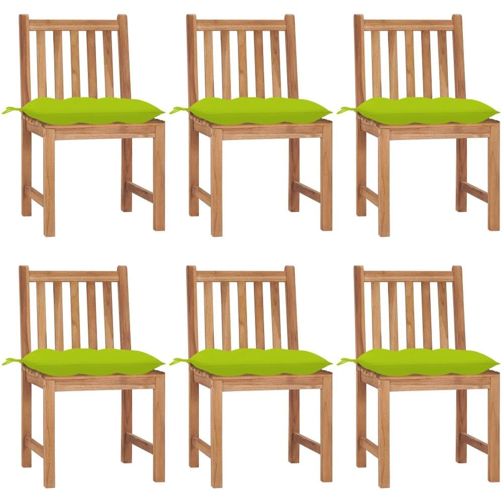 Sedie da Giardino 6 pz con Cuscini in Legno Massello di Teak - Foto 1
