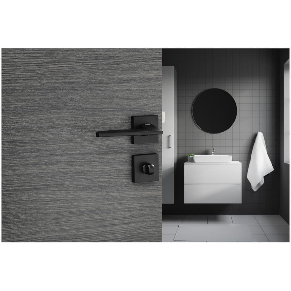 Maniglia Di Design Modena, Per Porta, Su Rosetta Quadrata, Nero Mat - Frosio Bortolo - Foto 2