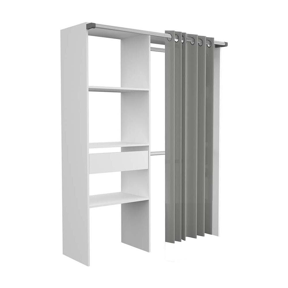 Paris Armadio A Vista 1 Tenda, 4 Ripiani, 2 Barre Appendiabiti, 1 Cassetto - Foto 2