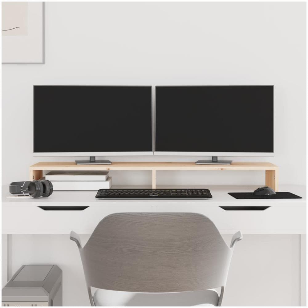 Supporto Per Monitor 100x27x10 Cm In Legno Massello Di Pino - Foto 1