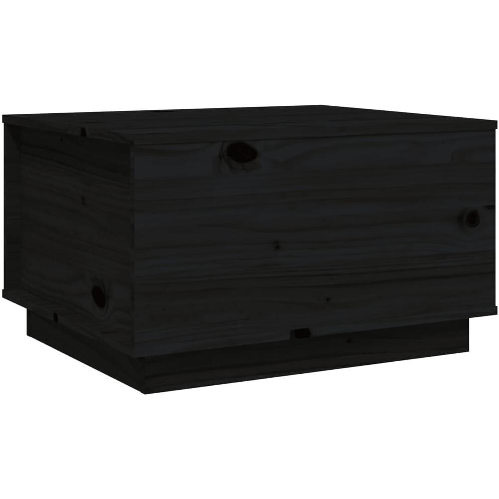 Tavolino Da Salotto Nero 60x50x35 Cm In Legno Massello Di Pino - Foto 2