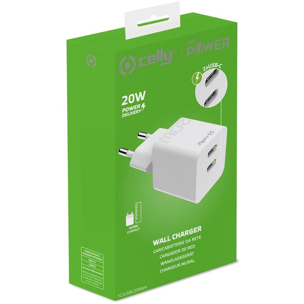 TRAVEL CHARGER 2USB-C 20W WHITE - Foto 5