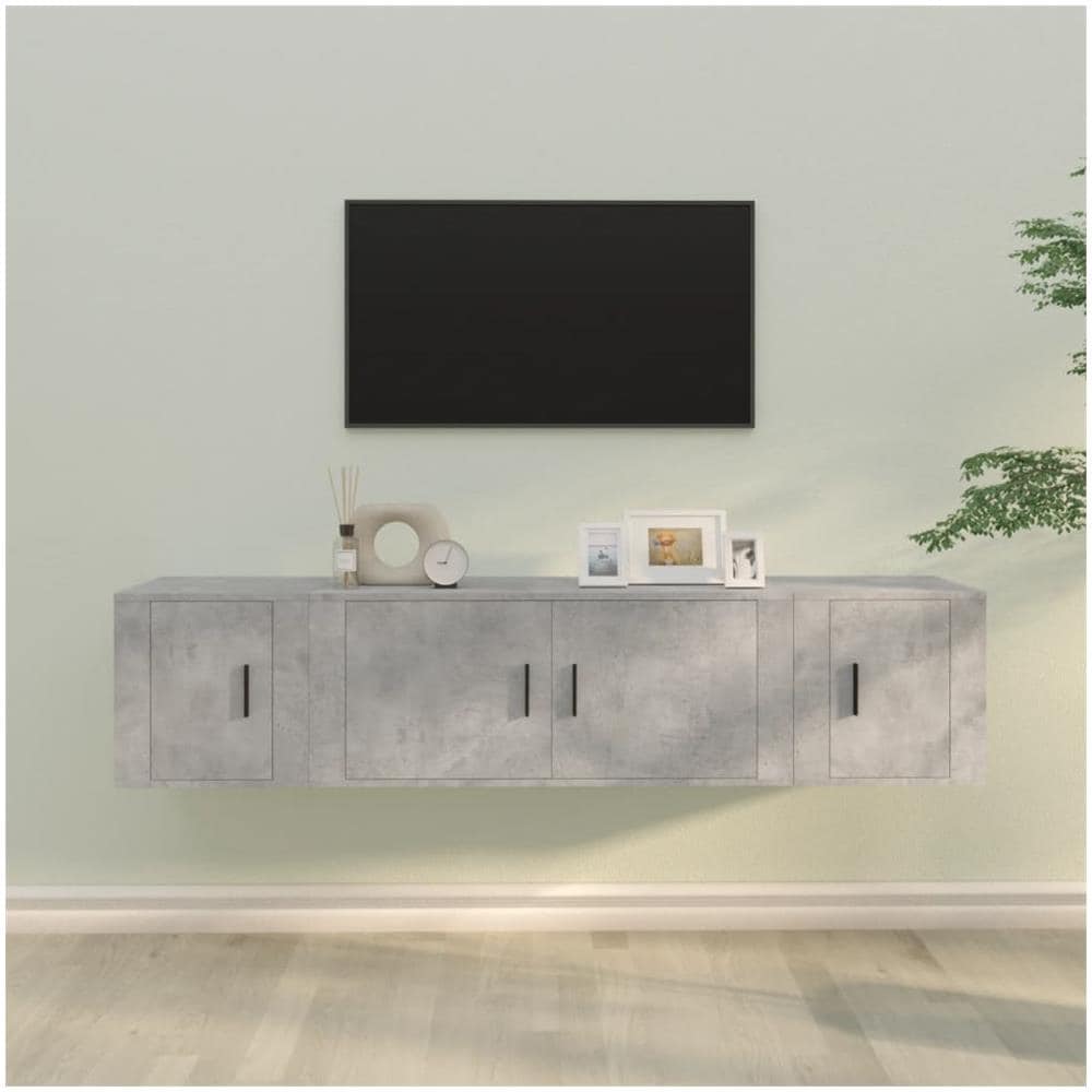 Set Di Mobili Porta Tv 3 Pz Grigio Cemento In Legno Multistrato - Foto 1
