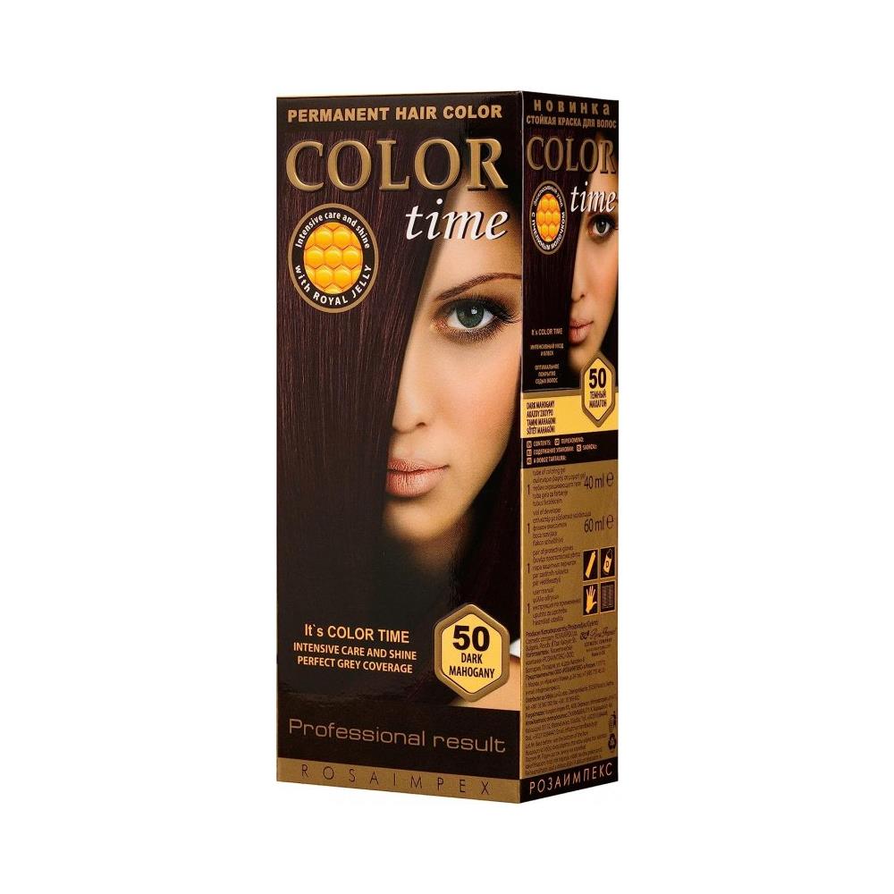 Tinta Per Capelli N° 50 Mogano Scuro ""color Time"" Con Pappa Reale E Vitamina C - Foto 1