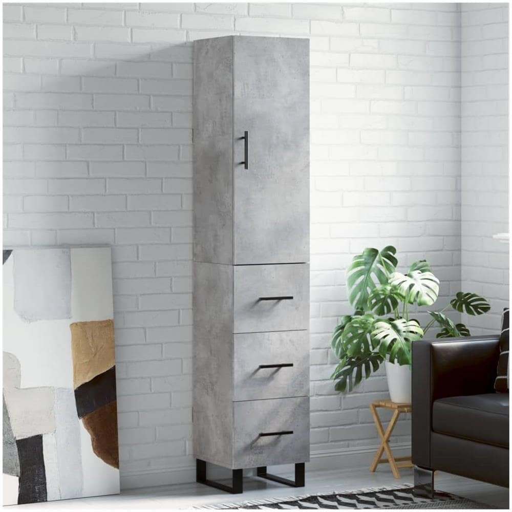 Credenza Grigio Cemento 34,5x34x180 Cm In Legno Multistrato - Foto 1