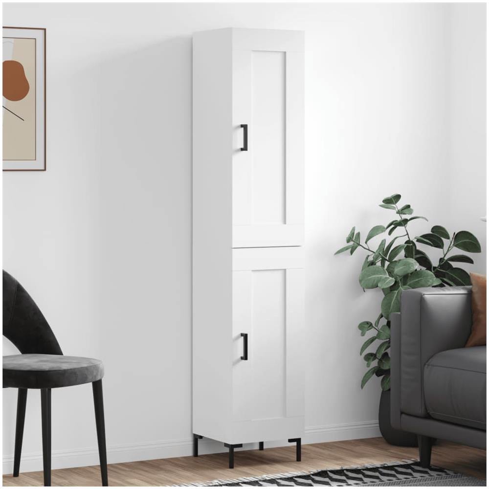 Credenza Bianca 34,5x34x180 Cm In Legno Multistrato - Foto 1