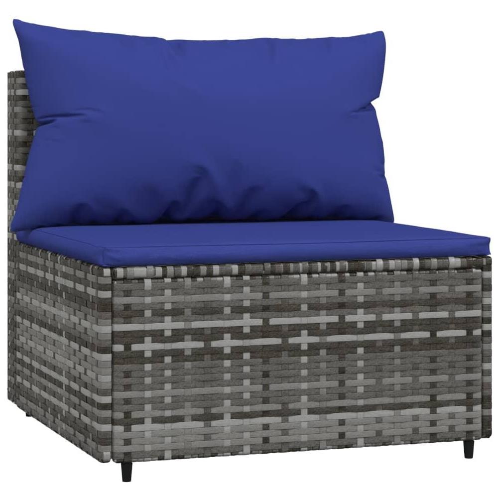 Divano Centrale da Giardino con Cuscini in Polyrattan Grigio - Foto 1