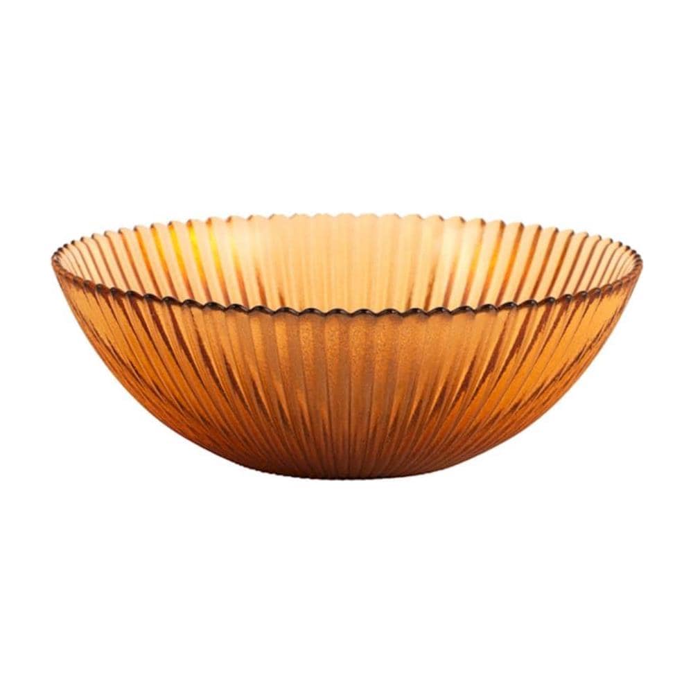 Set 6 coppette Groove in vetro rigato colore ambra cm 13 - Foto 1