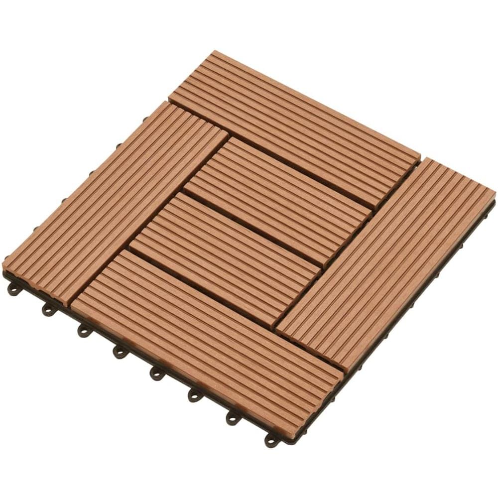 Set 11 Piastrelle in WPC 30 x 30 cm 1 mq Marrone - Foto 2