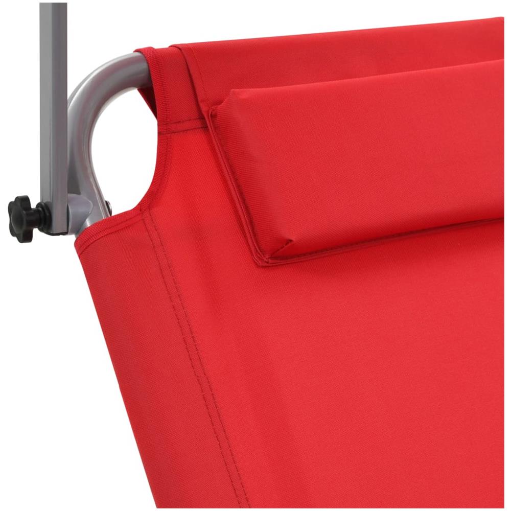 Lettino Prendisole Pieghevole Baldacchino e Ruote Acciaio Rosso - Foto 7