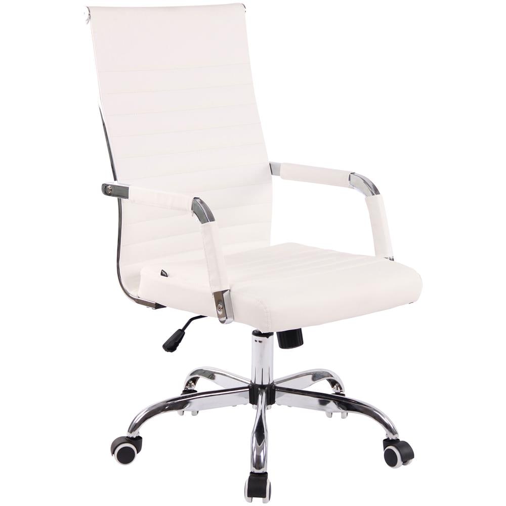 Sedia Elegante da Ufficio Amadora in Similpelle I Poltrona Studio Ergonomica con Rotelle I Sedia Pc con Braccioli Regolabile E Girevole Bianco - Foto 1