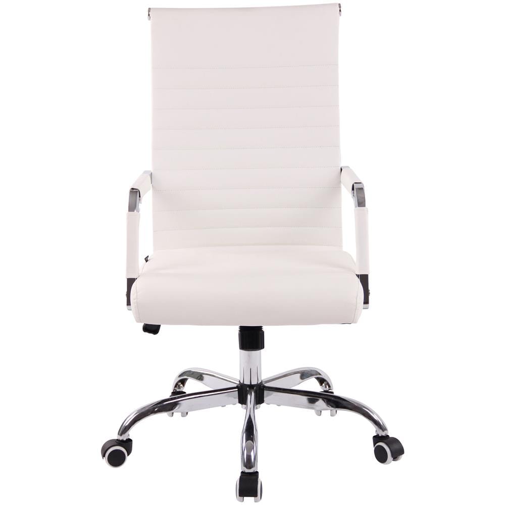 Sedia Elegante da Ufficio Amadora in Similpelle I Poltrona Studio Ergonomica con Rotelle I Sedia Pc con Braccioli Regolabile E Girevole Bianco - Foto 2