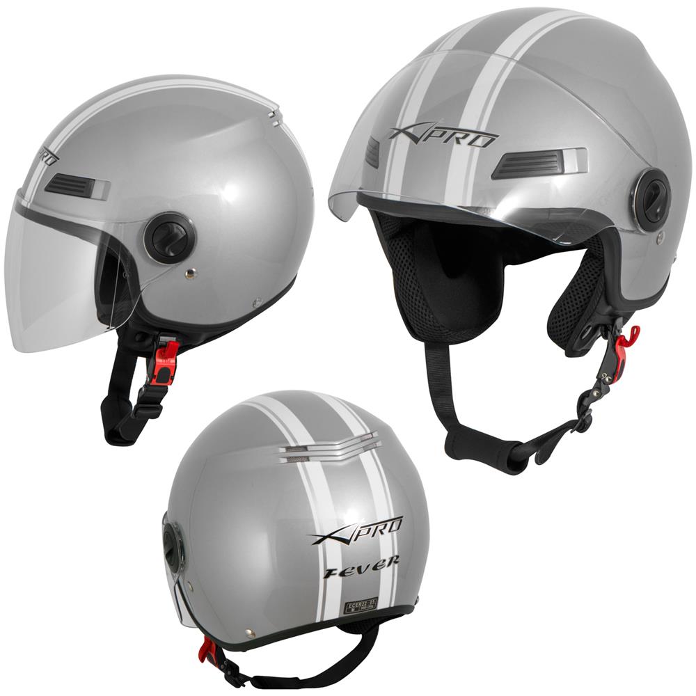 Casco Jet Scooter Moto Quad Omologato Ece 22 05 Visiera Argento M - Foto 1