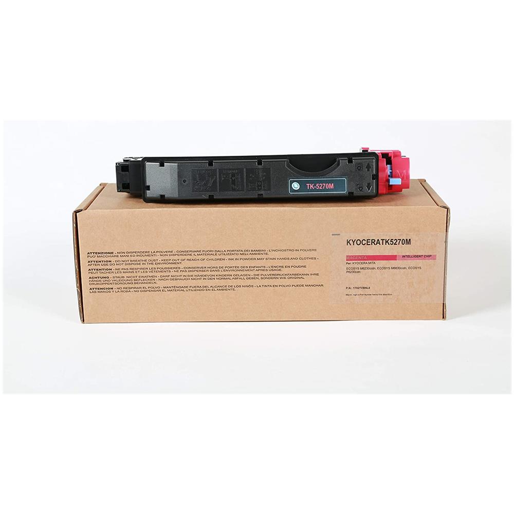 TONER COMPATIBILE - Kyocera Tk-5270m Magenta 1t02tvbnl0 Per Ecosys M6230cidn, Ecosys M6630cidn, Ecosys P6230cdn Fornito Di Intelligent Chip Capacità 6000 Copie Made In Italy - Foto 1