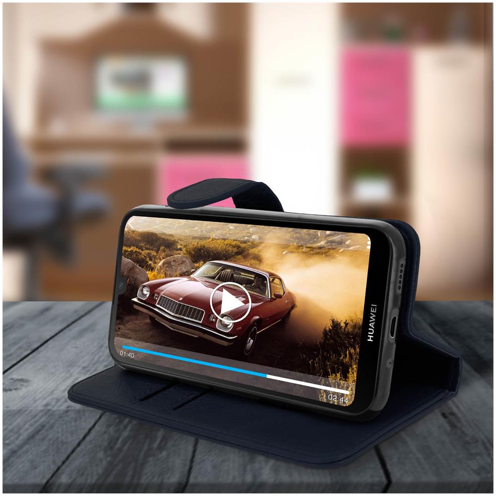 Custodia Huawei Y5 2019 Portacarte Funzione Supporto Cover Silicone - Blu - Foto 2