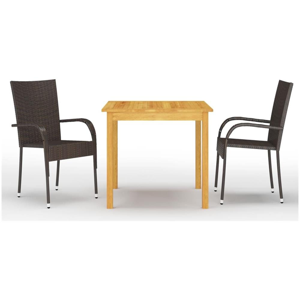 Set Mobili Da Pranzo Per Giardino 3 Pz Marrone - Foto 1