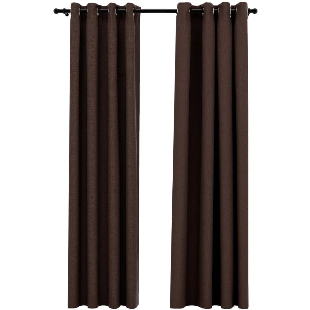 Tende Oscuranti Effetto Lino Con Occhielli 2pz Talpa 140x225cm - Foto 2