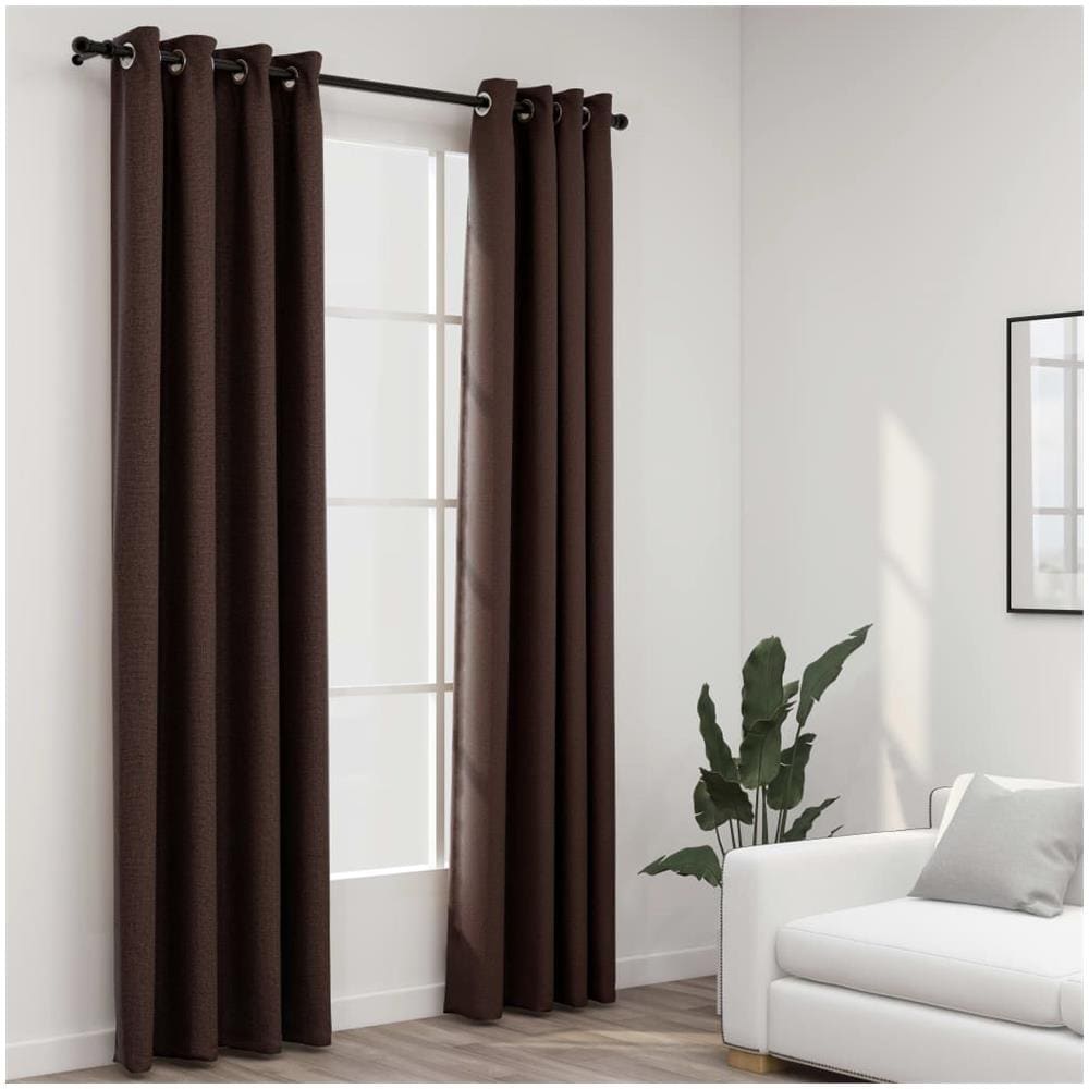 Tende Oscuranti Effetto Lino Con Occhielli 2pz Talpa 140x225cm - Foto 1