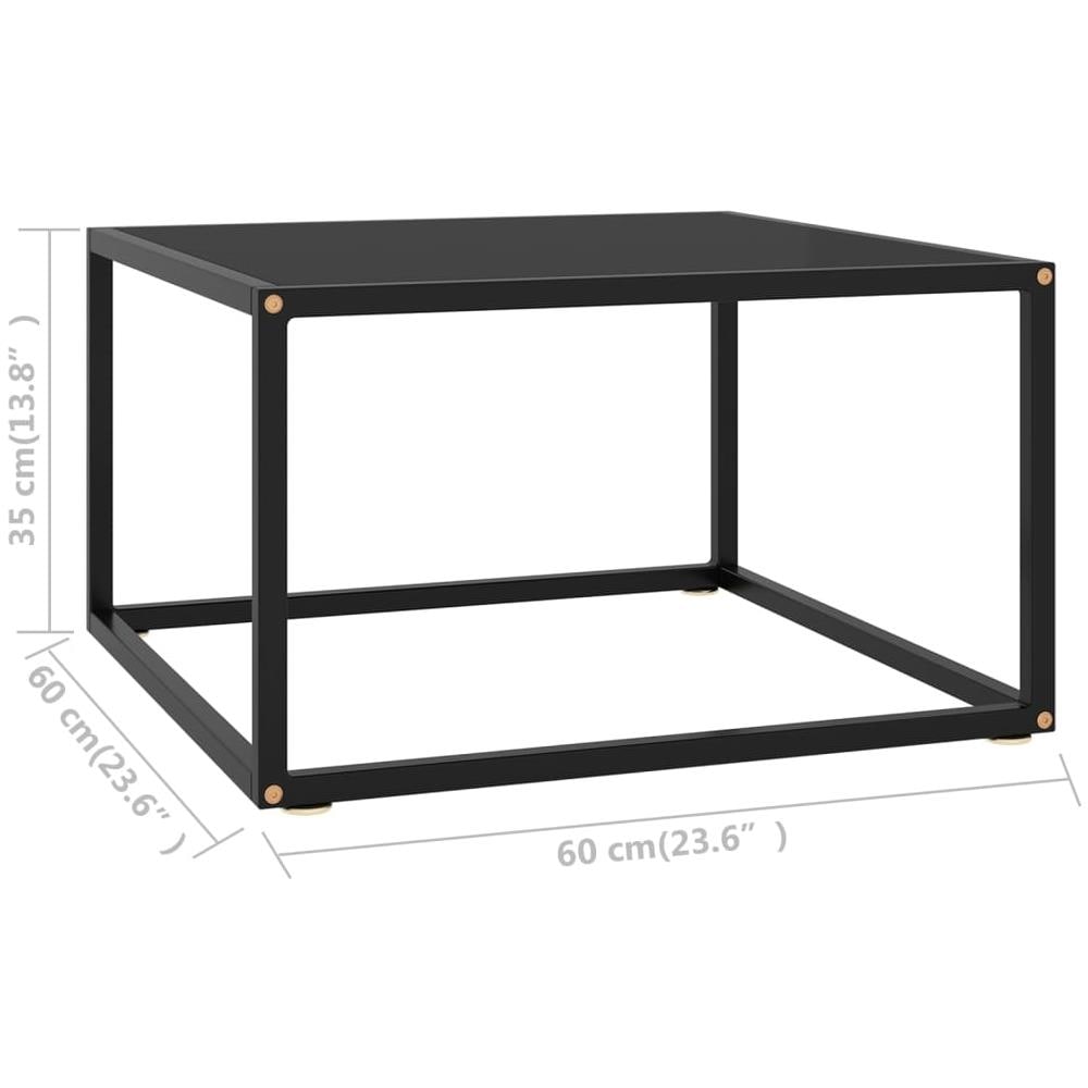 Tavolino Da T Nero Con Vetro Nero 60x60x35 Cm - Foto 5