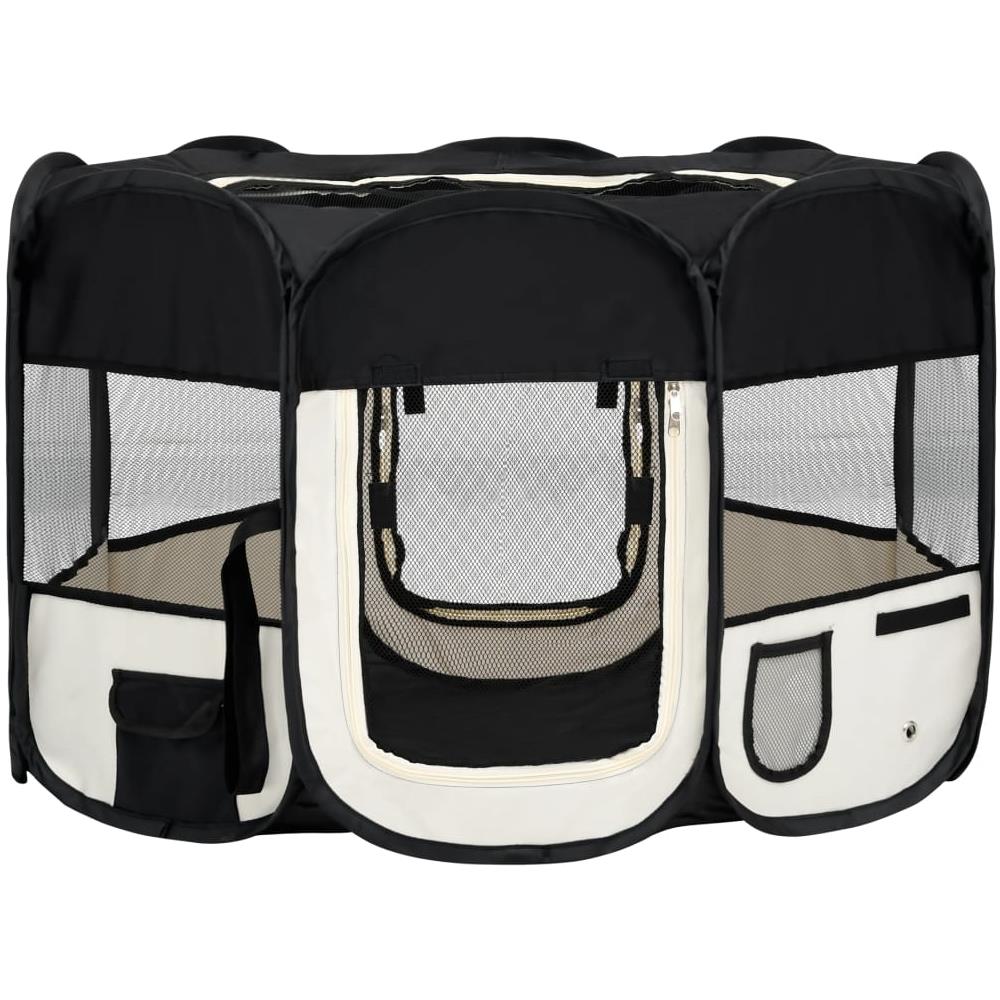 Box per Cani Pieghevole con Borsa Trasporto Nero 110x110x58 cm - Foto 1