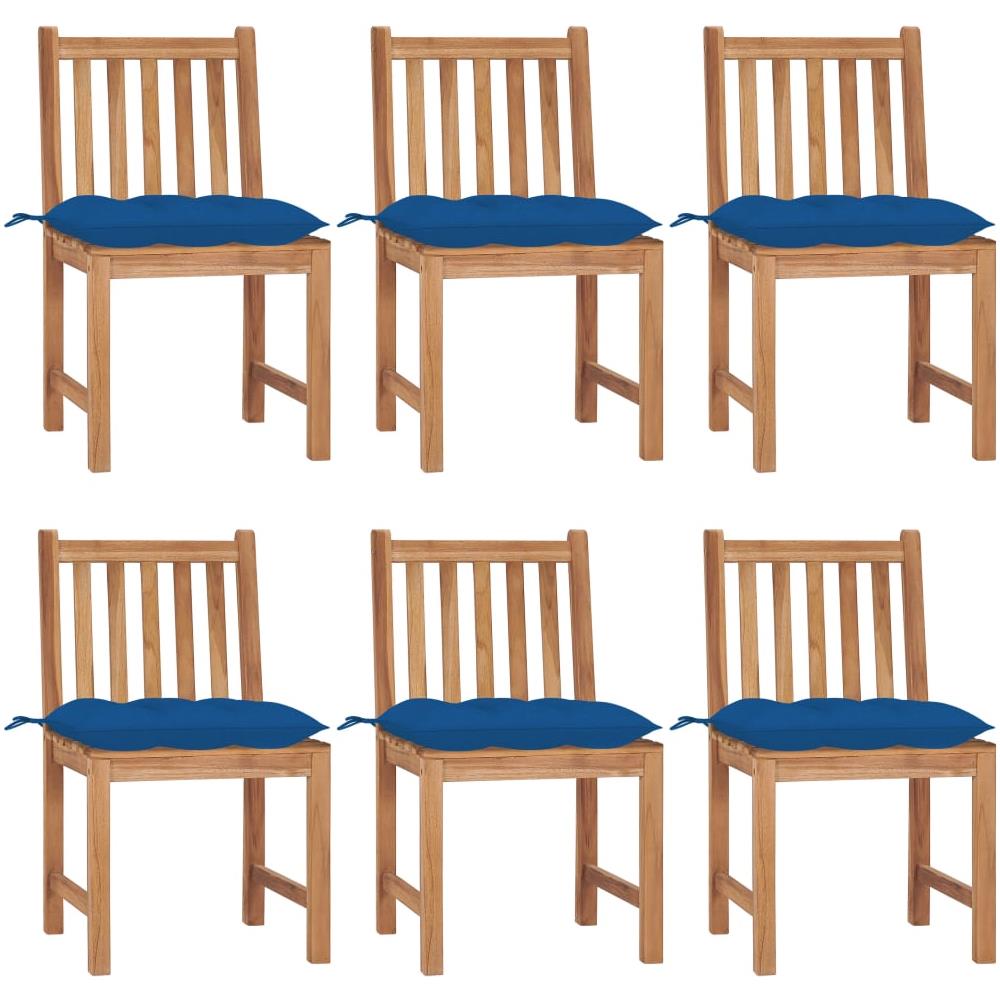Sedie da Giardino 6 pz con Cuscini in Legno Massello di Teak - Foto 1