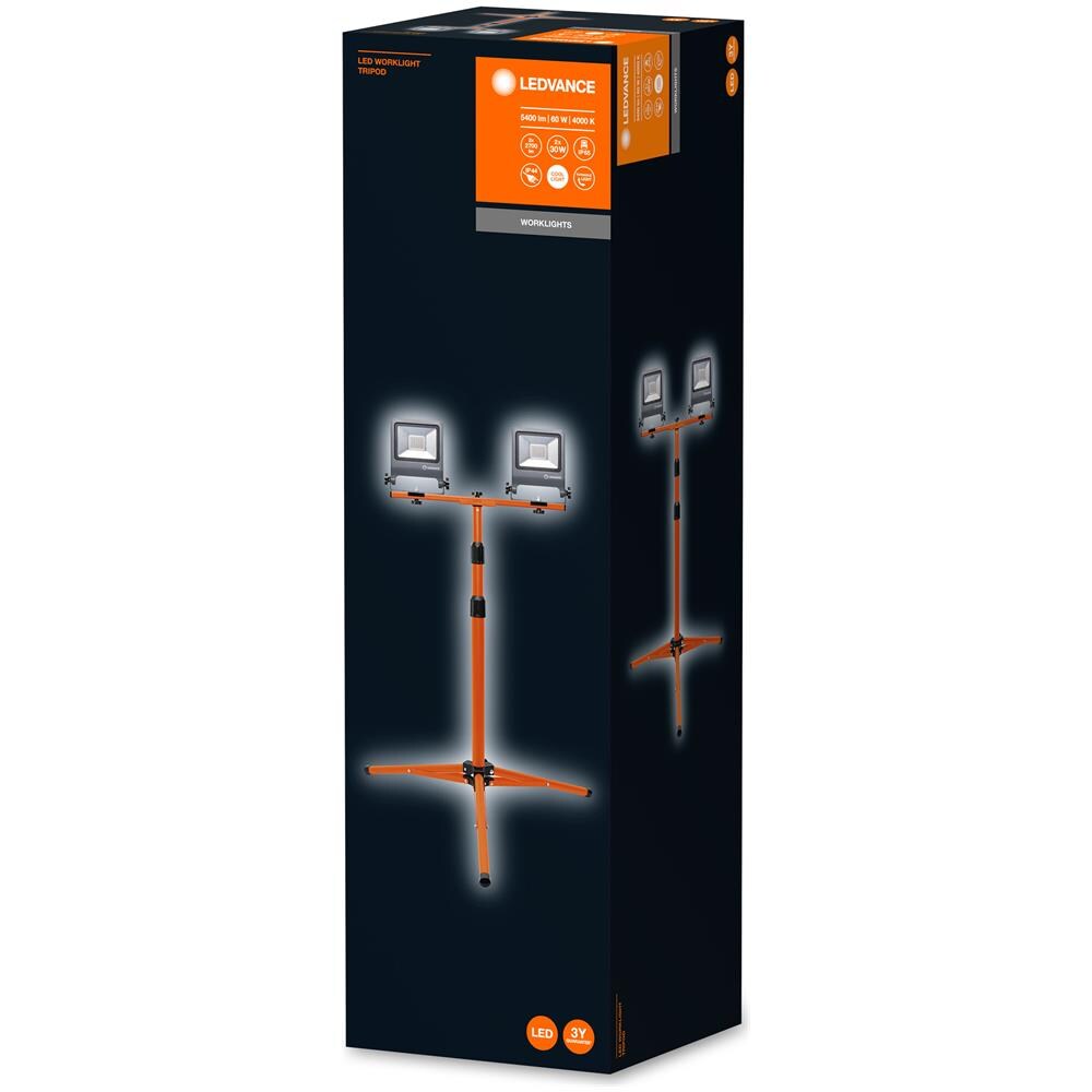 Ledvance Lampada Da Lavoro Led, Lampada Da Esterno, Worklights - Tripod / 60 W, 220…240 V, Ampiezza Fascio Luminoso: 120°, Bianco Freddo, 4000 K, Materiale: Aluminum / steel, Ip65 - Foto 2