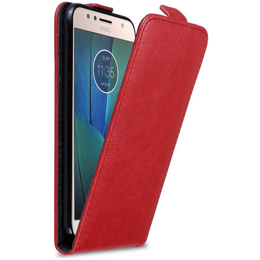 Custodia Compatibile Con Motorola Moto G5s Plus In Rosso Mela - Coperchio Protettivo In Design Flip Con Chiusura Magnetica - Foto 1