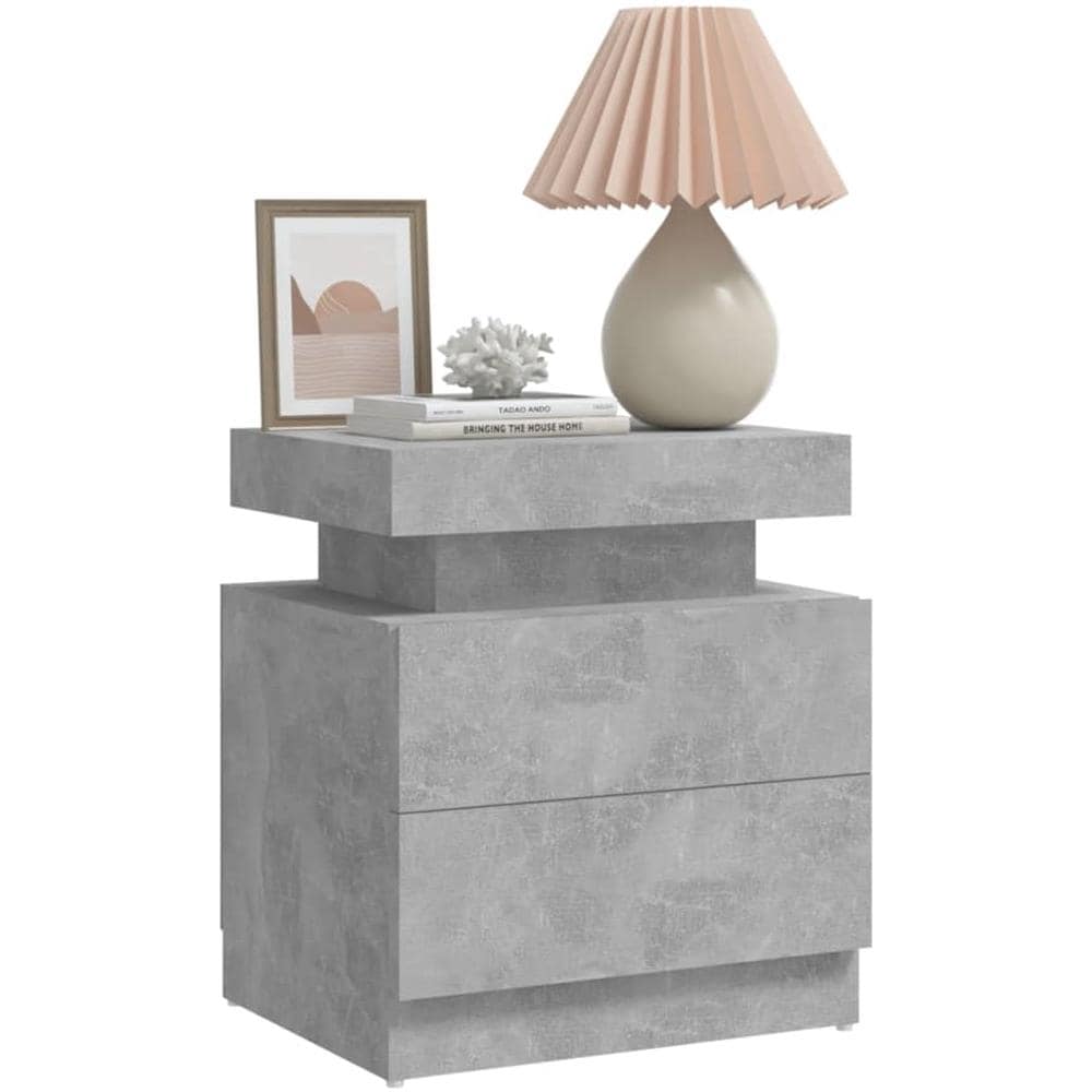 Comodino Grigio Cemento 45x35x52 cm in Legno Multistrato - Foto 3