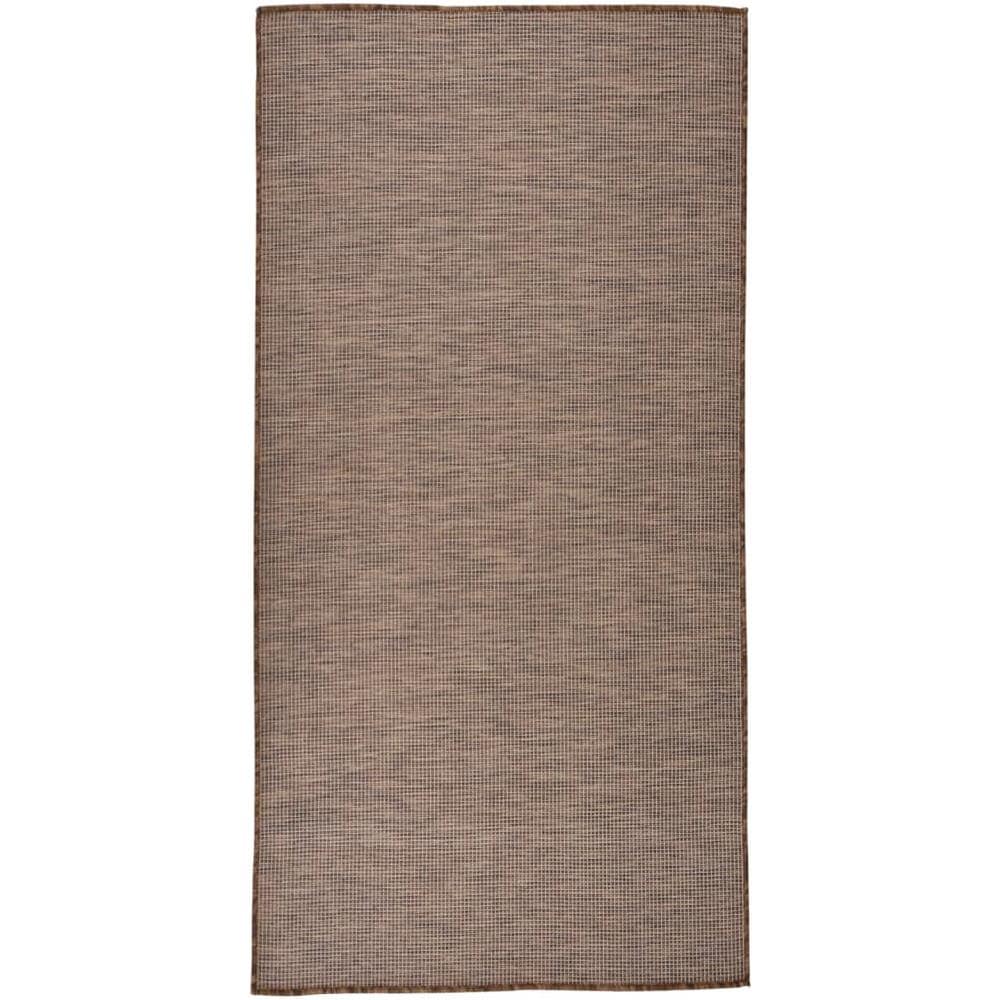 Tappeto Da Esterni A Tessitura Piatta 100x200 Cm Marrone - Foto 1