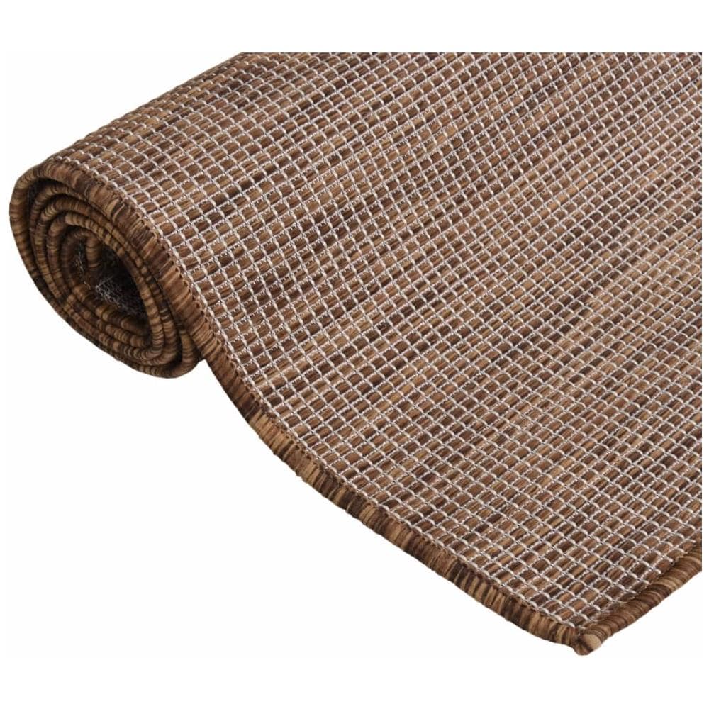 Tappeto Da Esterni A Tessitura Piatta 100x200 Cm Marrone - Foto 3