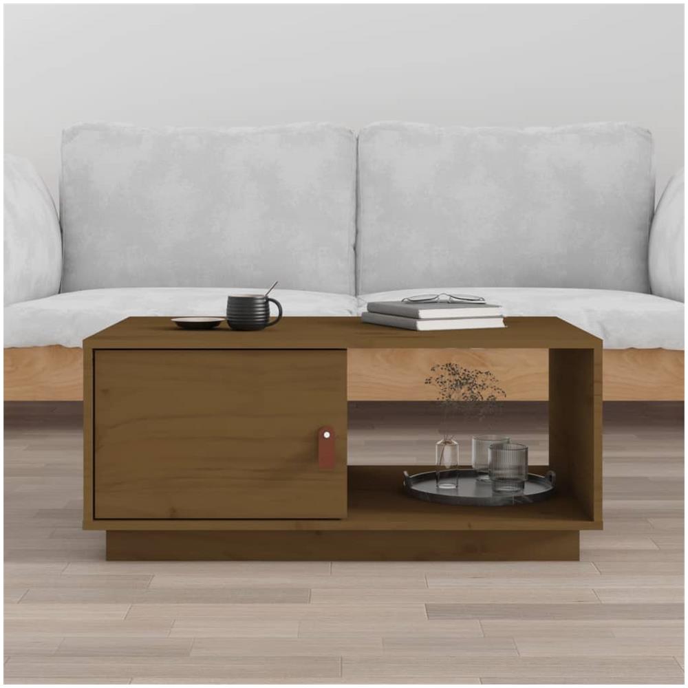 Tavolino Da Salotto Miele 80x50x35,5 Cm Legno Massello Di Pino - Foto 1