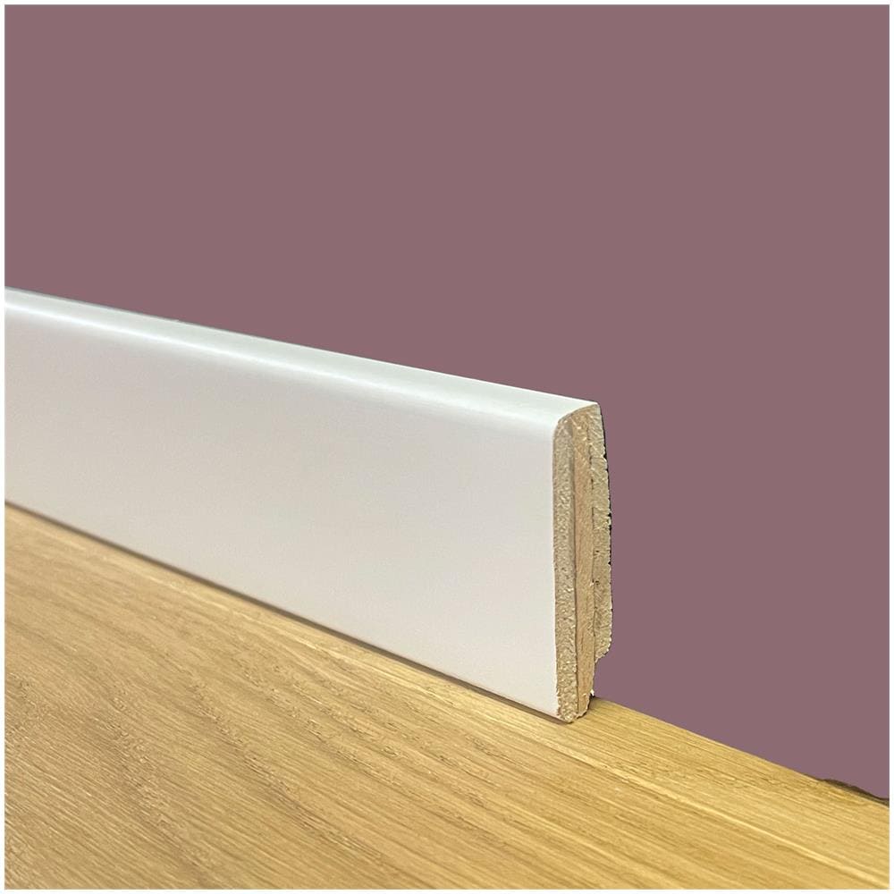 96ml Di Battiscopa Squadrato Basso Laccato Bianco Su Multistrato Di Legno 40x10 - Foto 1