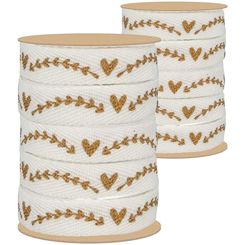 2 Nastri Cuore Vegetale Bianco E Oro 1 Cm X 5 M - Foto 1