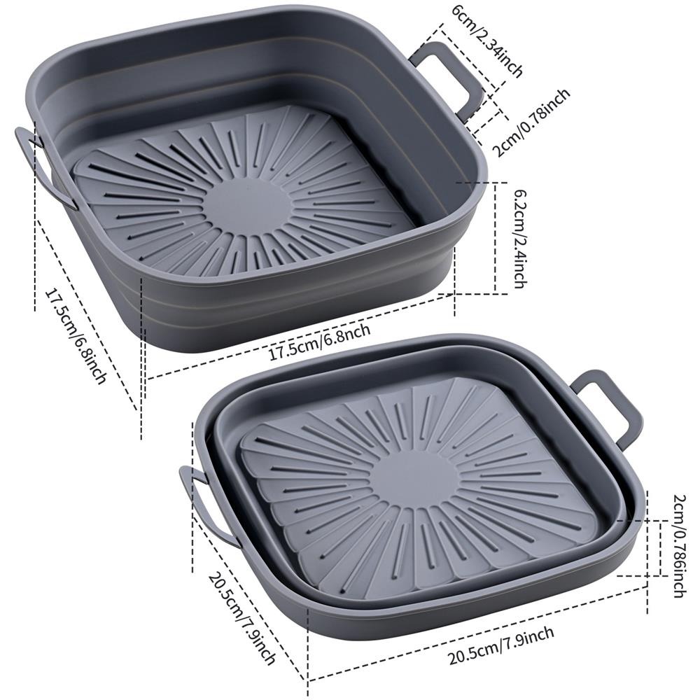 Stampo In Silicone Pieghevole Quadrato Per Friggitrice Ad Aria 17,5 Cm Grey - Foto 2