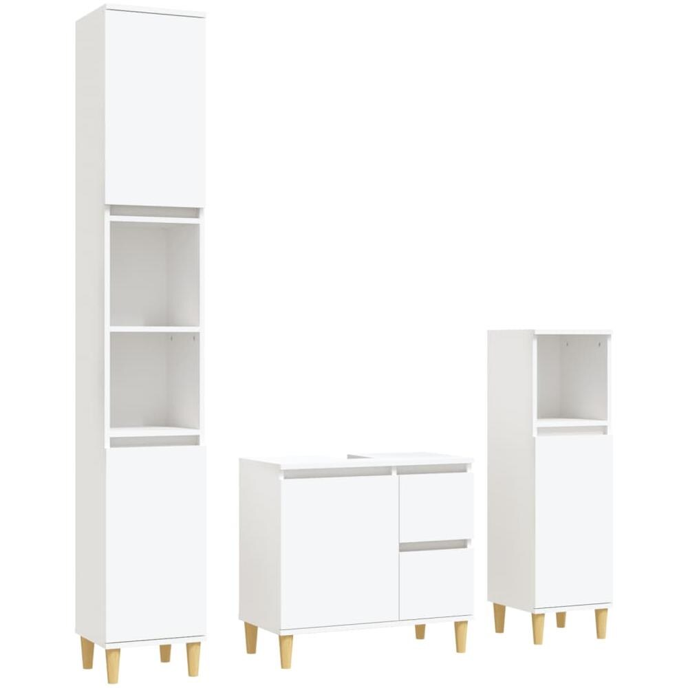Set Di Mobili Da Bagno 3 Pz Bianco In Legno Multistrato - Foto 2