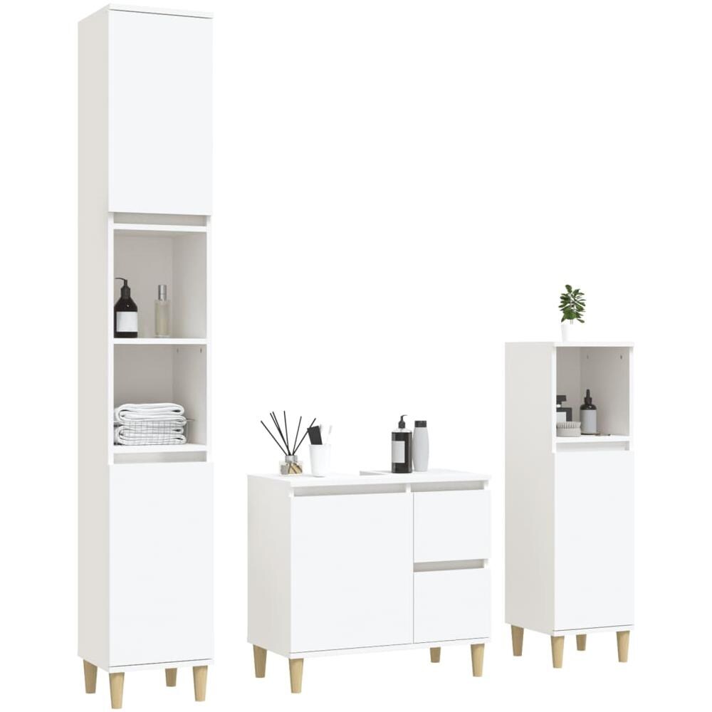 Set Di Mobili Da Bagno 3 Pz Bianco In Legno Multistrato - Foto 3
