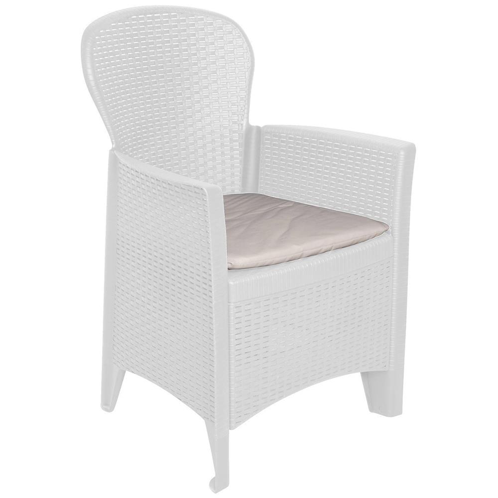 Sedia Da Esterno Como, Seduta Da Giardino, Poltrona Outdoor Effetto Rattan, 100 % Made In Italy, 60x58h89 Cm, Bianco - Foto 2