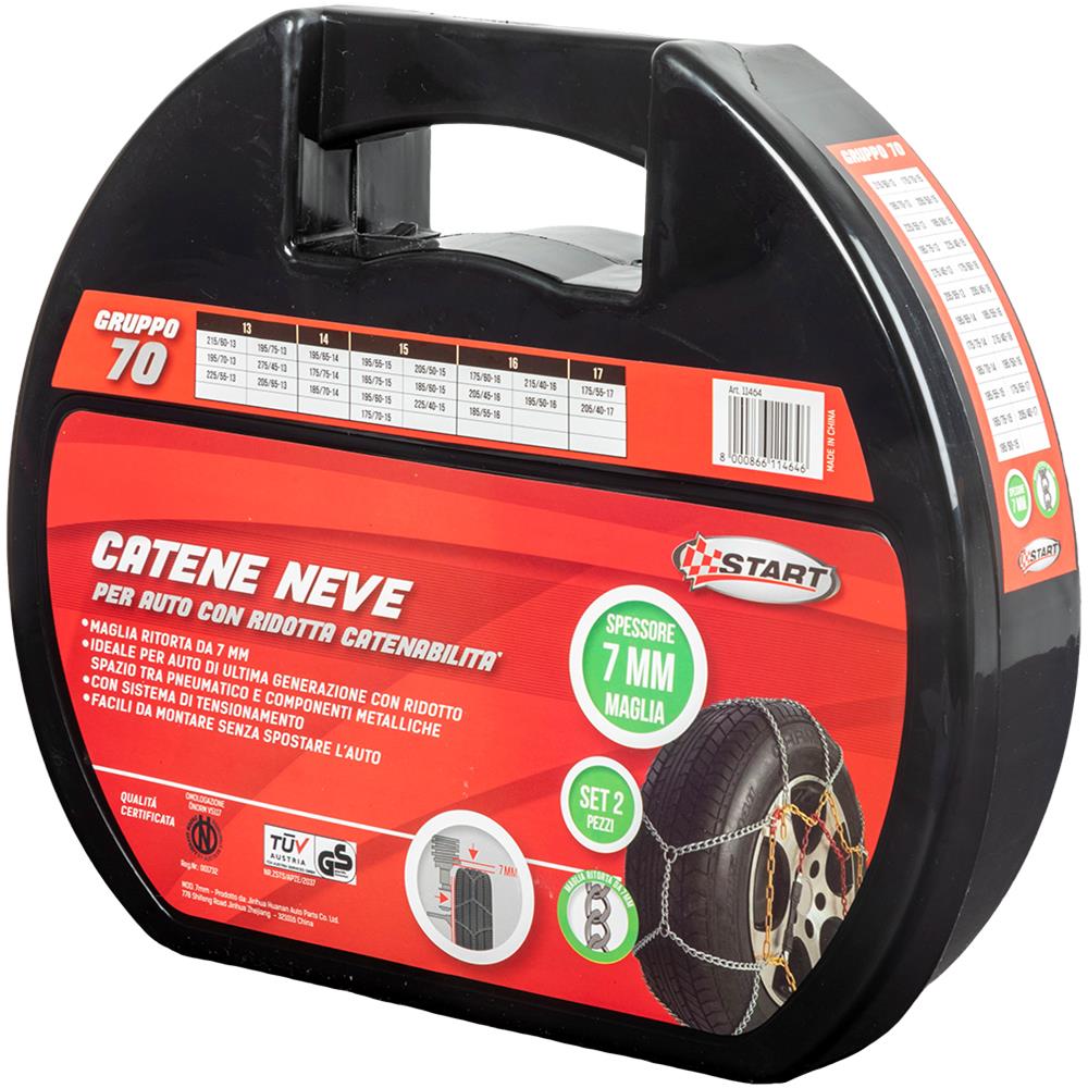 Set Di 2 Pezzi Catene Da Neve - 7 Millimetri - Gruppo 70 - Massima Aderenza E Sicurezza Con Sistema Di Tensionamento - Omologazione Onorm V5117 - Foto 2