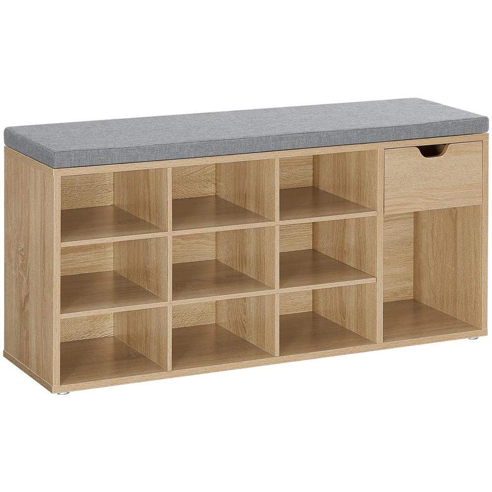 Scarpiera con seduta e cassetto - Rovere Sonoma Grigio Lino - Foto 1