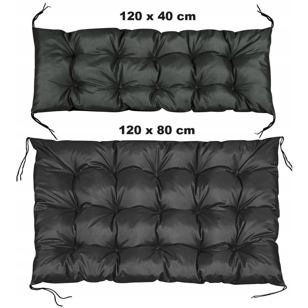 Cuscini da giardino AIO FACTORY 120x80 cm impermeabili neri per panca in pallet - Foto 5