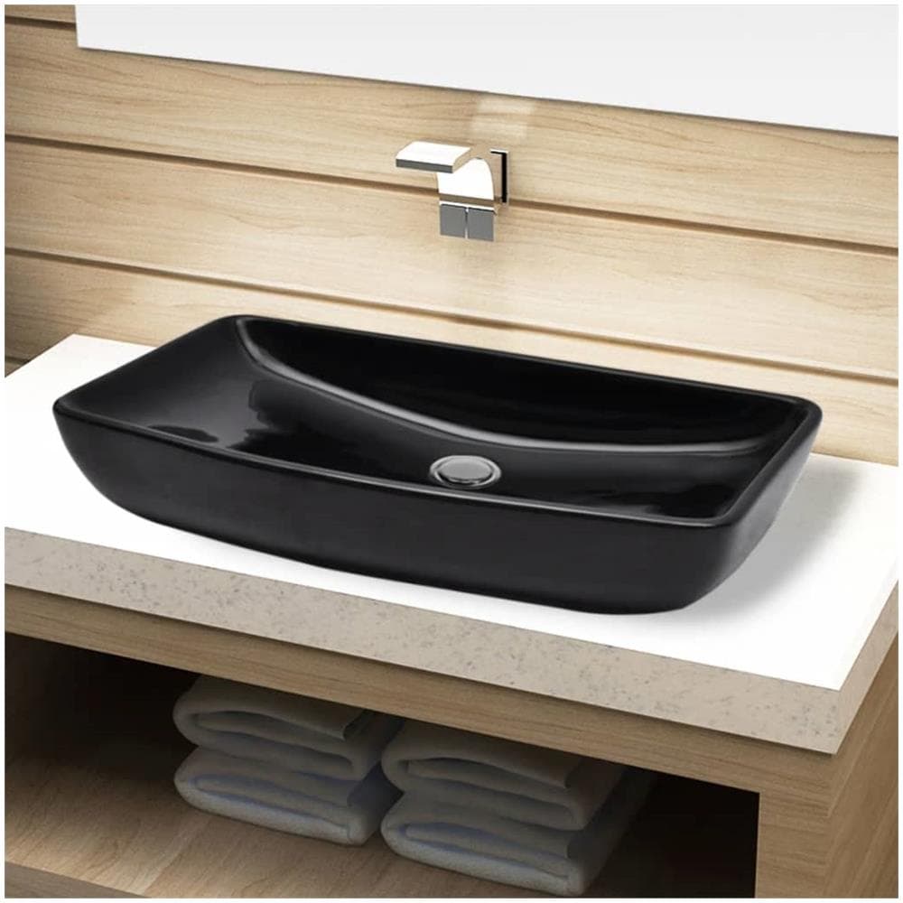 Lavandino Da Bagno In Ceramica Nera Rettangolare - Foto 1