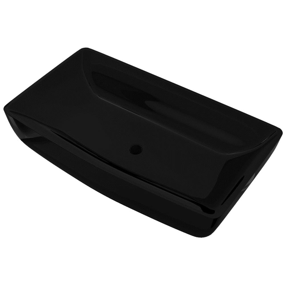 Lavandino Da Bagno In Ceramica Nera Rettangolare - Foto 6