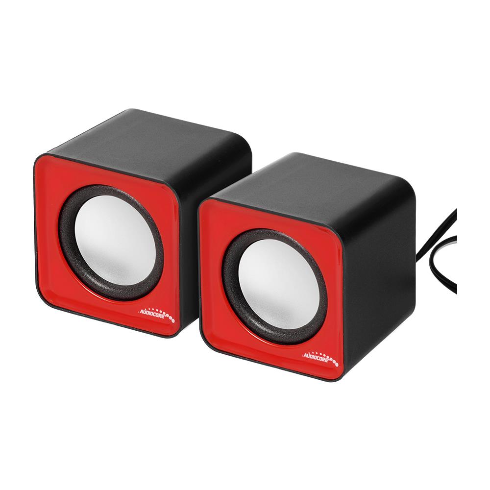 Altoparlanti Audiocore Computer Pc Usb 2.0 Potenza 2x3w Jack Da 3,5 Mm Mini Rosso E Nero - Foto 1