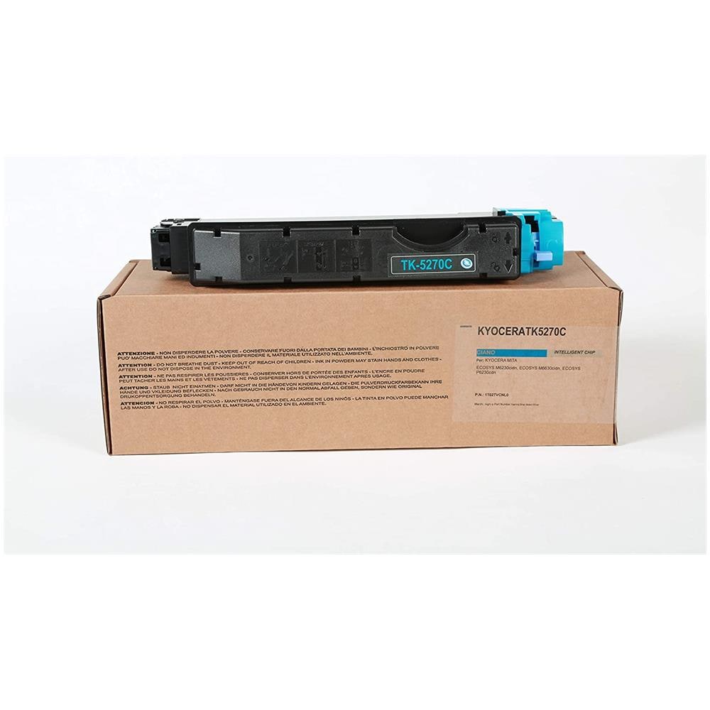 TONER COMPATIBILE - Kyocera Tk-5270c Ciano 1t02tvcnl0 Per Ecosys M6230cidn, Ecosys M6630cidn, Ecosys P6230cdn Fornito Di Intelligent Chip Capacità 6000 Copie Made In Italy - Foto 1