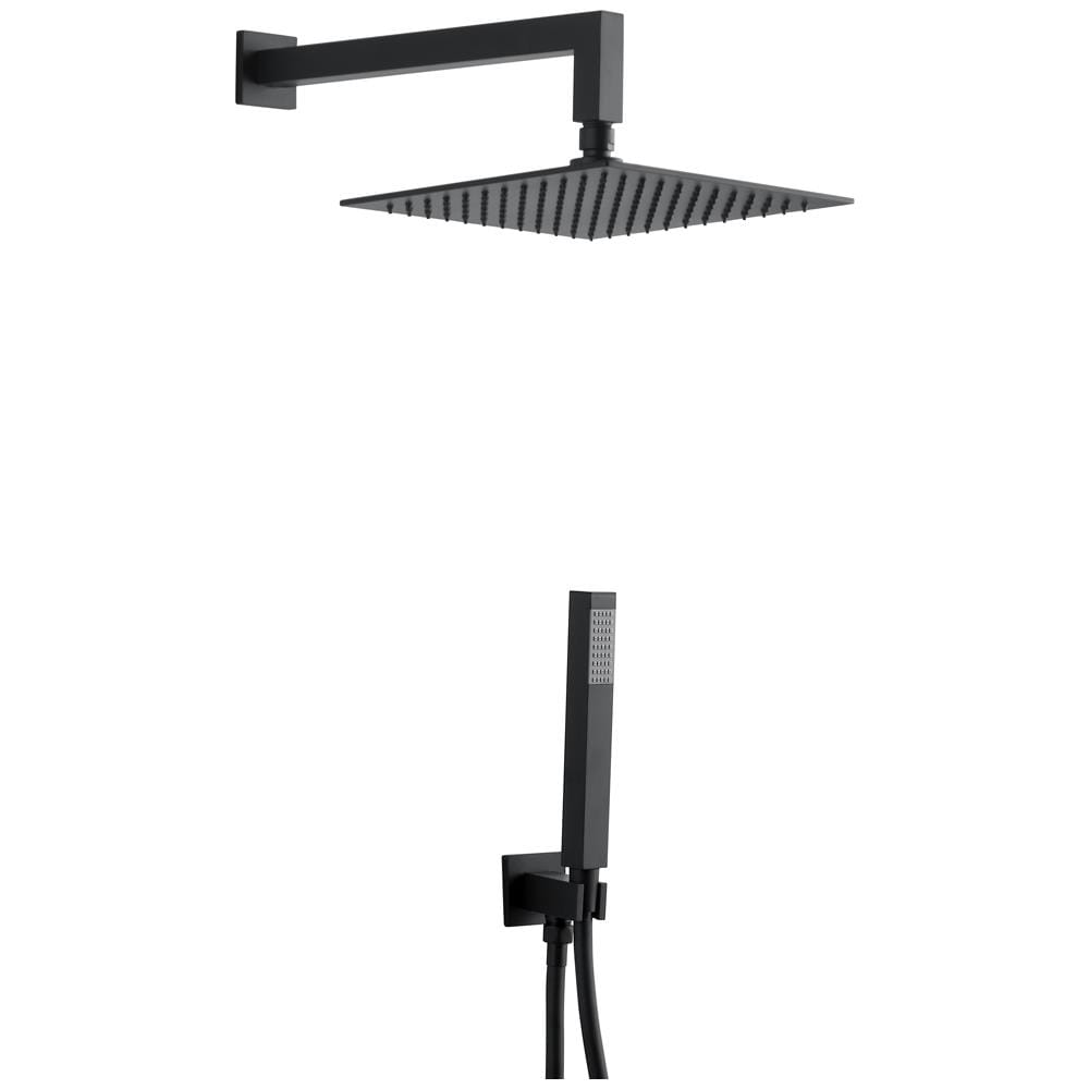 Kit Doccia Quadro Nero Soffione Braccio Presa Acqua Doccetta Laccio Pvc Bagno - Foto 1