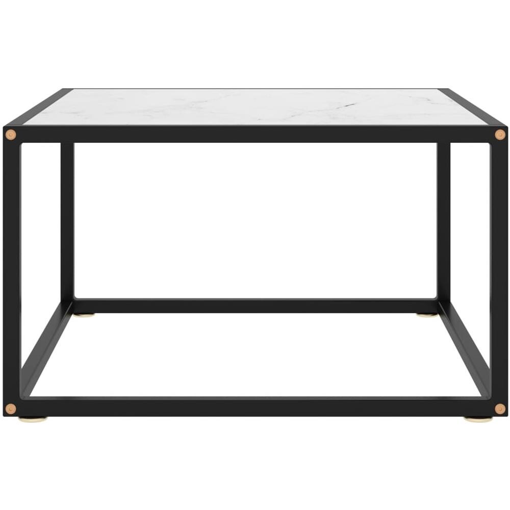 Tavolino Da T Nero Con Vetro Marmo Bianco 60x60x35 Cm - Foto 2