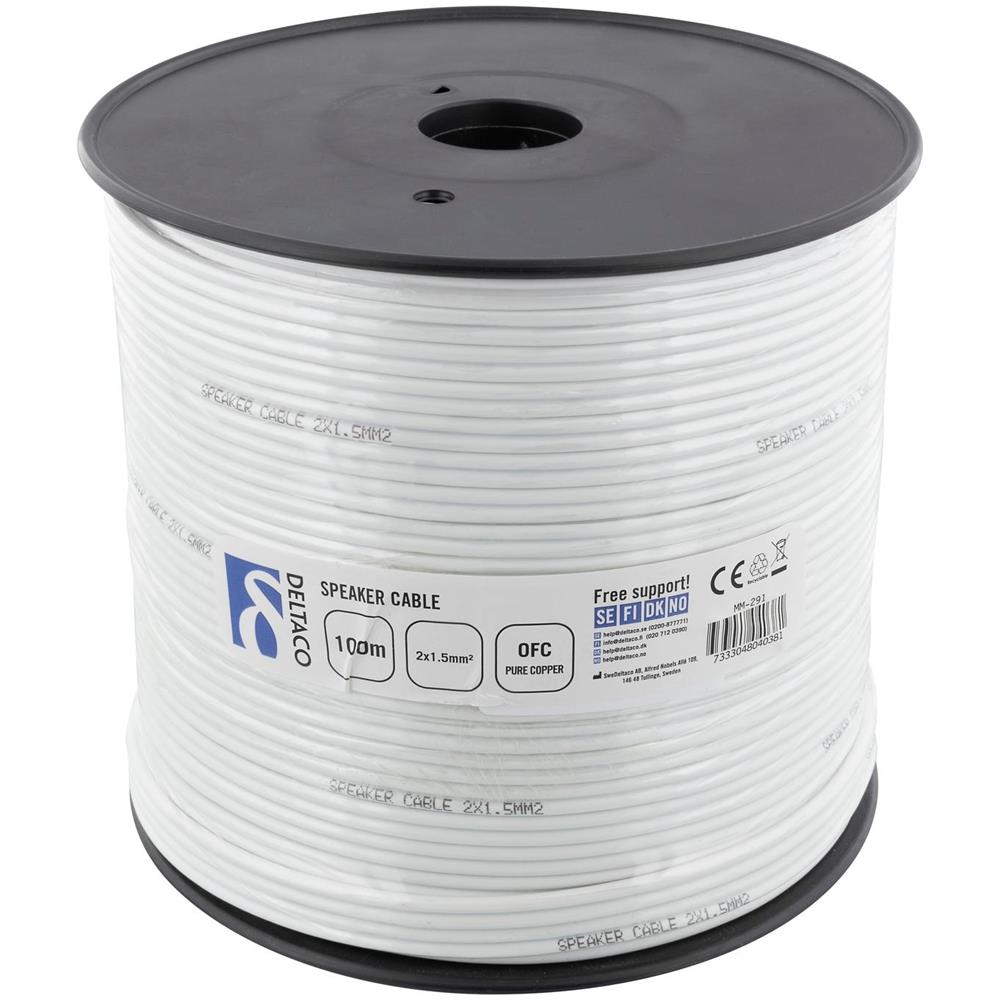 Cavo Per Altoparlanti, 2x1,5 Mm2, Non Connesso, Rame Puro, 100 M, Bianco - Foto 2