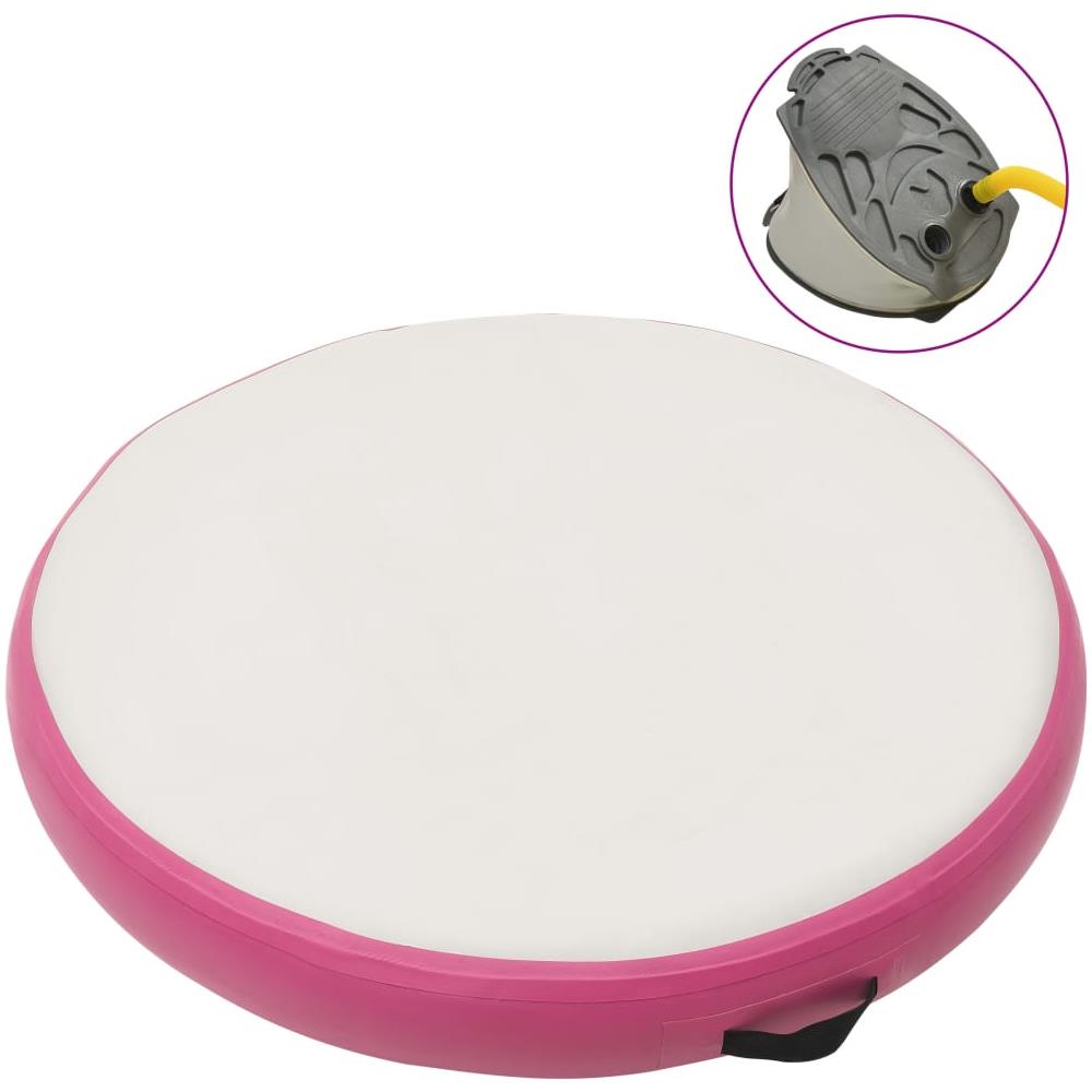 Tappetino Ginnastica Gonfiabile con Pompa 100x100x15cm PVC Rosa - Foto 1