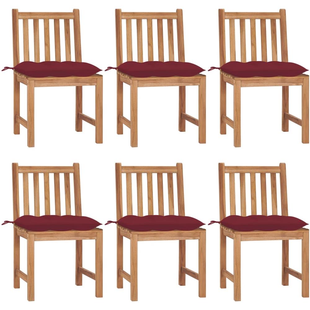 Sedie da Giardino 6 pz con Cuscini in Legno Massello di Teak - Foto 1